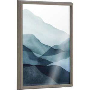image:imageKate and Laurel Blake Blue Mountain Range Framed Printed Glass Wall Art by Amy Lighthall 18 x 24 Gray Decorative Landscape Glass Art for WallGray