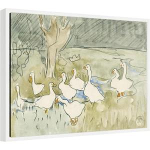 image:imageKate and Laurel Framed Canvas Wall Art Print Ducks 1917 Theo van Hoytema by Nostalgia Prints 24 x 18 Sylvie White Frame Modern Contemporary Animal Art for Wall Decor