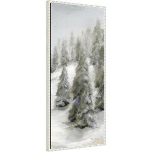image:imageKate and Laurel Framed Canvas Wall Art Print Evergreen Hills by Mackenzie Nelson 18 x 40 Sylvie Beaded White Frame Rustic Farmhouse Landscape Art for Wall Decor