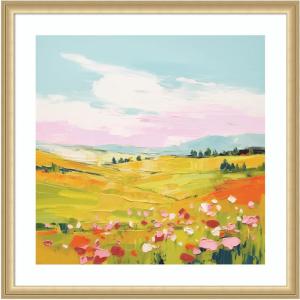 image:imageKate and Laurel Framed Wall Art Print Colorful Meadow Landscape by The Creative Bunch Studio 26 x 26 Florence Gold Frame Whimsical Landscapes Nature Flowers Art for Wall Decor26L x 26W