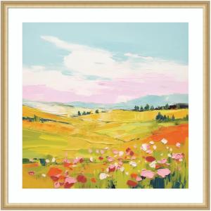 image:imageKate and Laurel Framed Wall Art Print Colorful Meadow Landscape by The Creative Bunch Studio 26 x 26 Florence Gold Frame Whimsical Landscapes Nature Flowers Art for Wall Decor34L x 34W