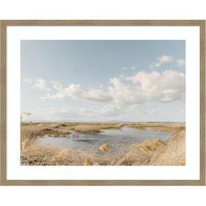 image:imageKate and Laurel Framed Wall Art Print Marshland by Crystal Lynn Collins 26 x 22 Woodgrain Stripe Mocha Frame Rustic Farmhouse Landscapes Nature Art for Wall Decor42L x 34W