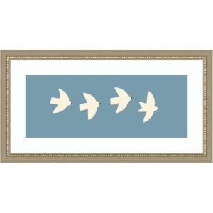 image:imageKate and Laurel Framed Wall Art Print Minimalist Birds Panel Blue by Laura Moss 26 x 14 Belmont Distress Silver Frame Modern Contemporary Animal Art for Wall Decor