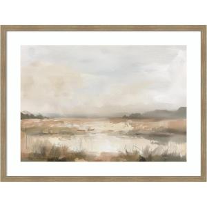 image:imageKate and Laurel Framed Wall Art Print Neutral Abstract Landscape by The Creative Bunch Studio 26 x 20 Woodgrain Stripe Mocha Frame Modern Contemporary Landscape Art for Wall Decor42L x 32W