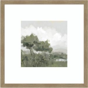 image:imageKate and Laurel Framed Wall Art Print Shades of Olive No 1 by Mary Sparrow 26 x 26 Woodgrain Stripe Mocha Frame Modern Contemporary Landscape Art for Wall DecorWoodgrain Stripe Mocha