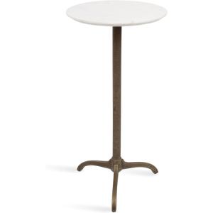 image:imageKate and Laurel Henshall MidCentury Marble Round Side Table 12 x 12 x 24 White Marble and Bronze Cast Aluminum Sculptural Indoor Plant Stand with Tripod Base for End Table or Bedroom Nightstand