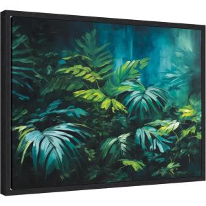 image:imageKate and Laurel Midnight Tropics Lush Landscape Framed Canvas Wall Art by The Creative Bunch Studio 24 x 18 Sylvie Black Traditional Tropical Landscapes Nature Flowers Art for Wall Decor Living