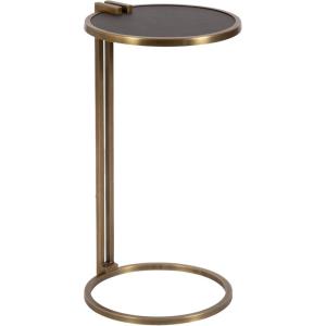 image:imageKate and Laurel Monsanto Modern Vegan Leather Round CTable 15 x 14 x 28 Black and Antique Brass Metal CShaped Side Table for Use as Living Room Decor Accent or Indoor Plant Stand