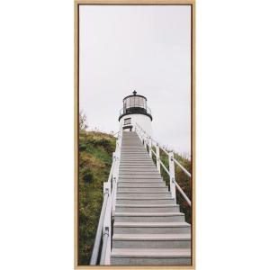 image:imageKate and Laurel Sylvie Maine Lighthouse Framed Canvas Wall Art by Patricia Hasz of Patricia Rae Photography 18x40 Natural Coastal Landscape Art PanelNatural