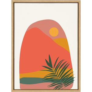 image:imageKate and Laurel Sylvie Tropical Landscape Framed Canvas Wall Art by Oris Eddu 18x24 Natural Decorative Colorful Tropical Art for WallNatural