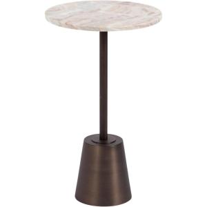 image:imageKate and Laurel Tira Round Marble Side Table 14 x 14 x 24 Brown Marble and Bronze Decorative Pedestal End Table for Use as a Bedroom Nightstand or Living Room Plant Stand Table