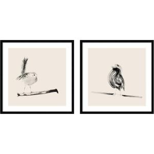 image:imageSketched Bird On Branch 2 Piece Framed Wall Art Print Set by Danushka Abeygoda