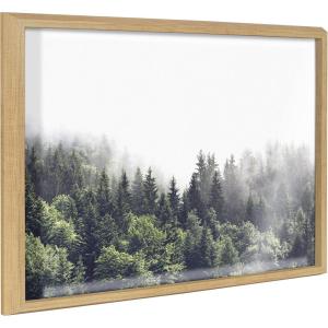 image:imageKate and Laurel Blake Lush Green Forest on a Foggy Day Framed Printed Glass Wall Art by The Creative Bunch Studio 18 x 24 Natural Decorative Forest Landscape Art Print for WallNatural