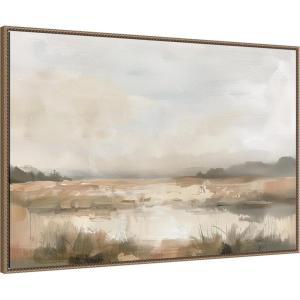 image:imageKate and Laurel Framed Canvas Wall Art Print Neutral Abstract Landscape by The Creative Bunch Studio 33 x 23 Sylvie Beaded Rustic Natural Frame Modern Contemporary Landscape Art for Wall Decor41L x 28W