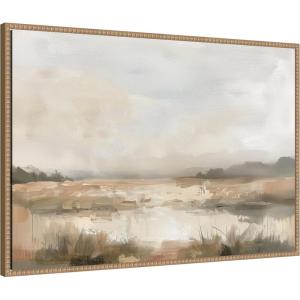 image:imageKate and Laurel Framed Canvas Wall Art Print Neutral Abstract Landscape by The Creative Bunch Studio 33 x 23 Sylvie Beaded Rustic Natural Frame Modern Contemporary Landscape Art for Wall Decor33L x 23W