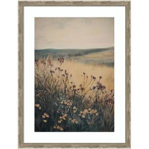 image:imageKate and Laurel Framed Wall Art Print Landscape Wild Flower by Melloi Art Prints 20 x 26 Mila Dark Silver Frame Rustic Farmhouse Landscape Art for Wall Decor26L x 20W