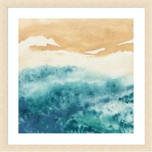 image:imageKate and Laurel Framed Wall Art Print On Warm Sand by Janet Meinke Lau 26 x 26 Woodgrain Stripe Blonde Frame Coastal Landscapes Beach Nature Art for Wall Decor26L x 26W