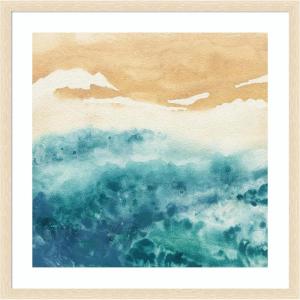 image:imageKate and Laurel Framed Wall Art Print On Warm Sand by Janet Meinke Lau 26 x 26 Woodgrain Stripe Blonde Frame Coastal Landscapes Beach Nature Art for Wall Decor34L x 34W