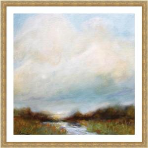 image:imageKate and Laurel Framed Wall Art Print Tranquility by Mary Sparrow 26 x 26 Florence Medium Brown Frame Modern Contemporary Landscape Art for Wall DecorMila Dark Gold
