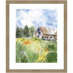 image:imageKate and Laurel Framed Wall Art Print Vermont Barn in Summer by Patricia Shaw 22 x 26 Woodgrain Stripe Mocha Frame Rustic Farmhouse Landscapes Americana Art for Wall Decor26L x 22W