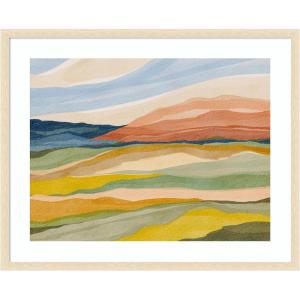 image:imageKate and Laurel Framed Wall Art Print Vibrant Rhythm by Nikita Jariwala 26 x 22 Woodgrain Stripe Blonde Frame Bohemian Boho Landscapes Nature Art for Wall Decor42L x 34W
