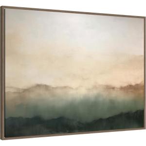 image:imageKate and Laurel Green Mountain Abstract I Horizontal Framed Canvas Wall Art by Amy Lighthall 42 x 32 Sylvie Walnut Modern Landscapes Abstract Art for Wall Decor Living Room Bedroom