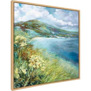 image:imageKate and Laurel Sylvie Emerald Isle Ring of Kerry Framed Canvas Wall Art by Nel Whatmore 30x30 Natural Beach Mountain Landscape Art for Wall Home DecorNatural