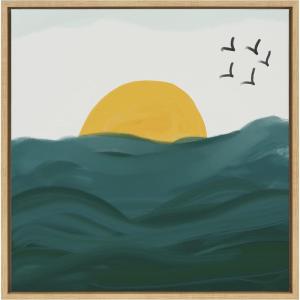 image:imageKate and Laurel Sylvie Horizon Framed Canvas Wall Art by Oris Eddu 22x22 Natural Decorative Sunset Art Print for WallNatural