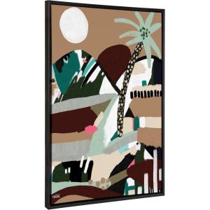 image:imageKate and Laurel Sylvie Warm Offbeat Framed Canvas Wall Art by Inkheart Designs 28x38 Black Modern Abstract Palm Tree Wall Decor