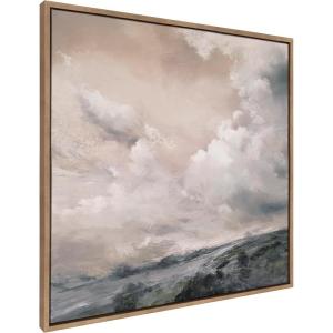 image:imageKate and Laurel Sylvie When the North Wind Blows Sepia Framed Canvas Wall Art by Nel Whatmore 30x30 Gray Painted Ocean Waves Art for Wall Home DecorGold