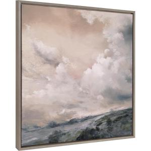 image:imageKate and Laurel Sylvie When the North Wind Blows Sepia Framed Canvas Wall Art by Nel Whatmore 30x30 Gray Painted Ocean Waves Art for Wall Home DecorGray