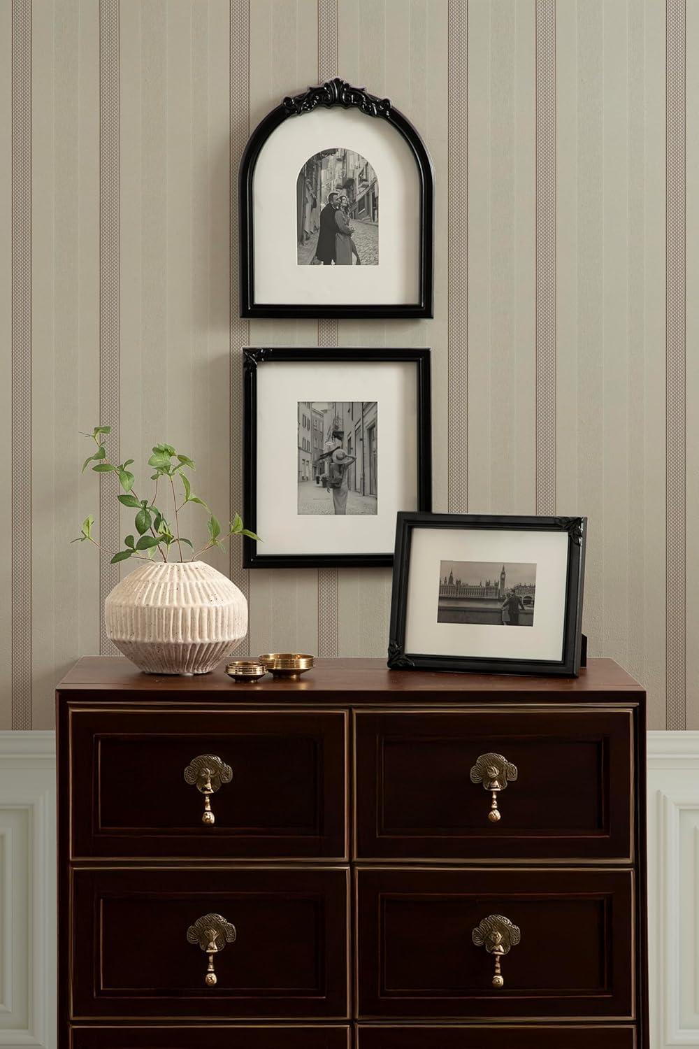 image:imageKate and Laurel Arendahl ThreePiece Picture Frame Set Silver Set of 3 Varying Sizes Vintage Rectangle and Arched Photo Frame Set for Use as Gallery Wall FramesBlack