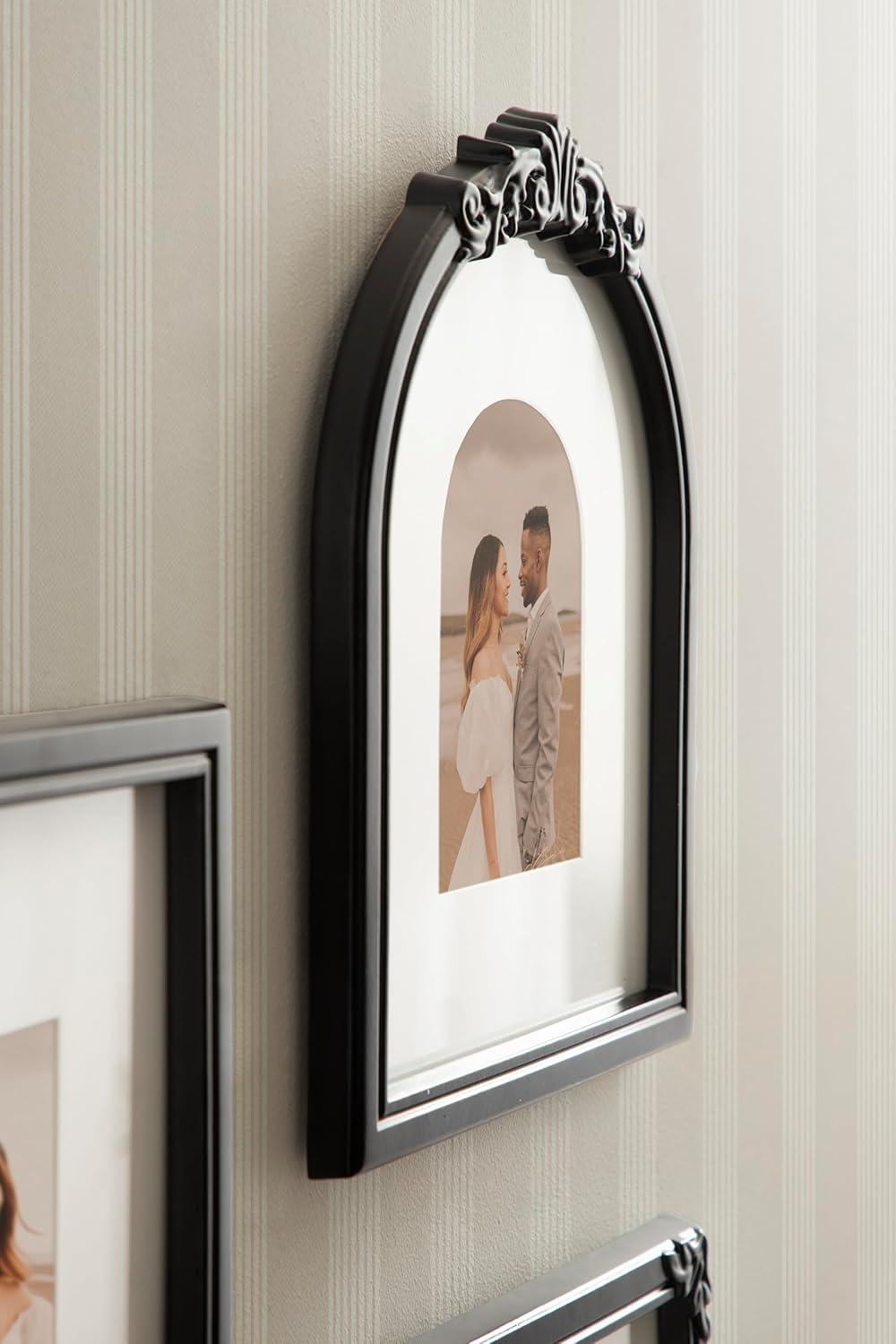 image:imageKate and Laurel Arendahl ThreePiece Picture Frame Set Silver Set of 3 Varying Sizes Vintage Rectangle and Arched Photo Frame Set for Use as Gallery Wall FramesBlack
