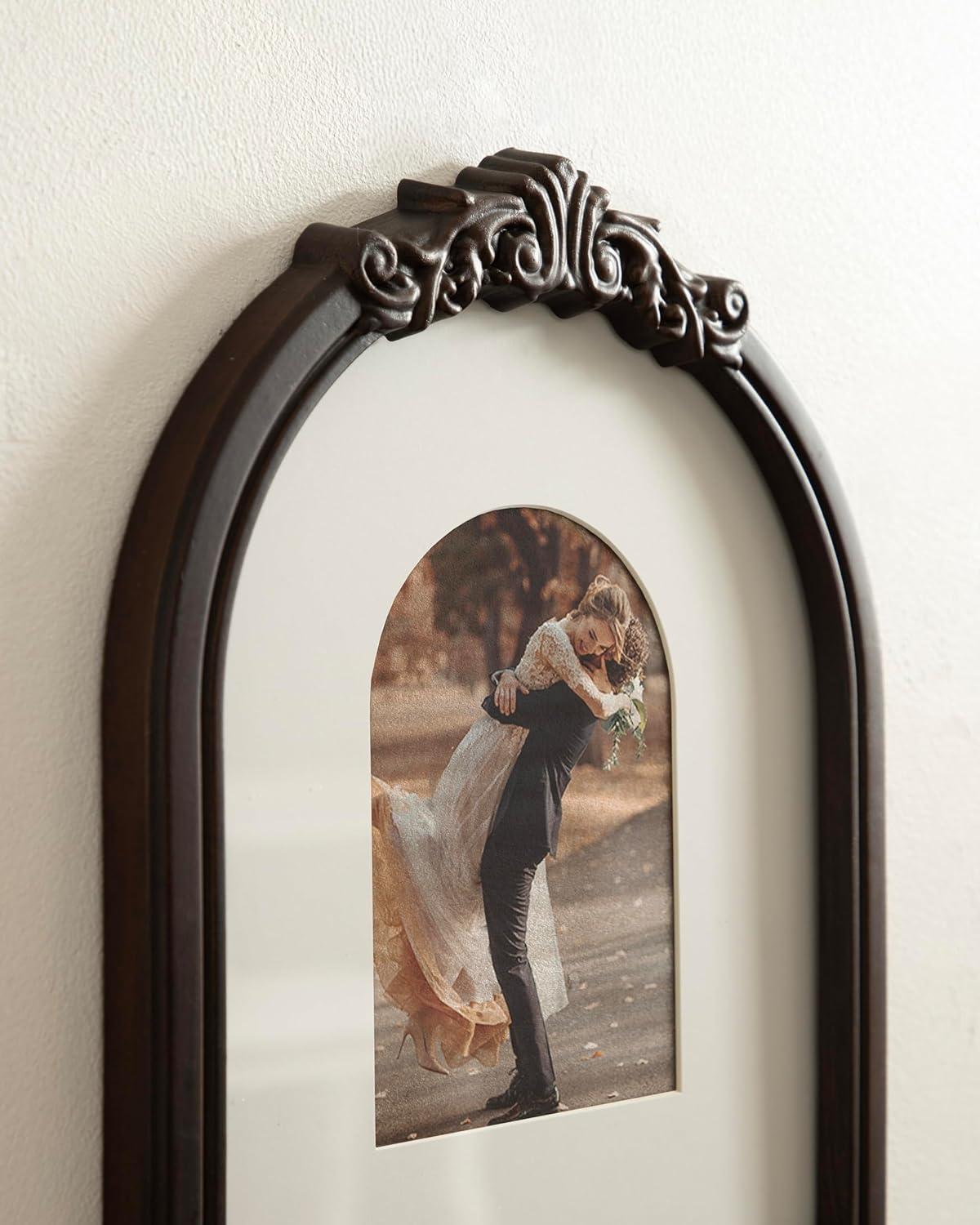 image:imageKate and Laurel Arendahl ThreePiece Picture Frame Set Silver Set of 3 Varying Sizes Vintage Rectangle and Arched Photo Frame Set for Use as Gallery Wall FramesDark Brown