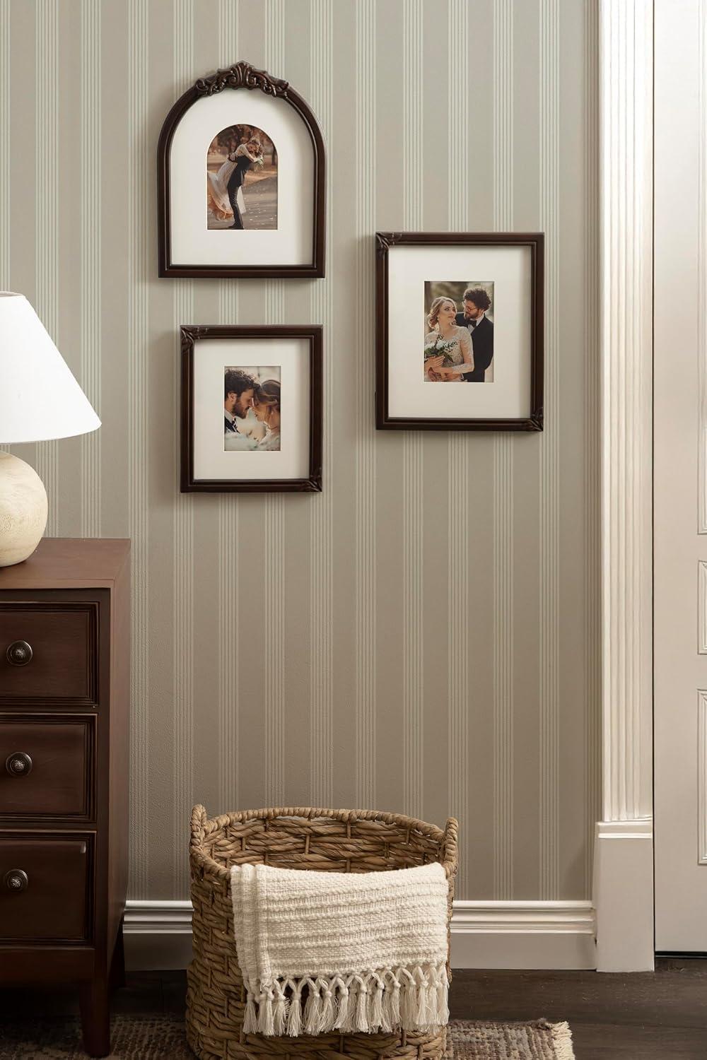 image:imageKate and Laurel Arendahl ThreePiece Picture Frame Set Silver Set of 3 Varying Sizes Vintage Rectangle and Arched Photo Frame Set for Use as Gallery Wall FramesDark Brown