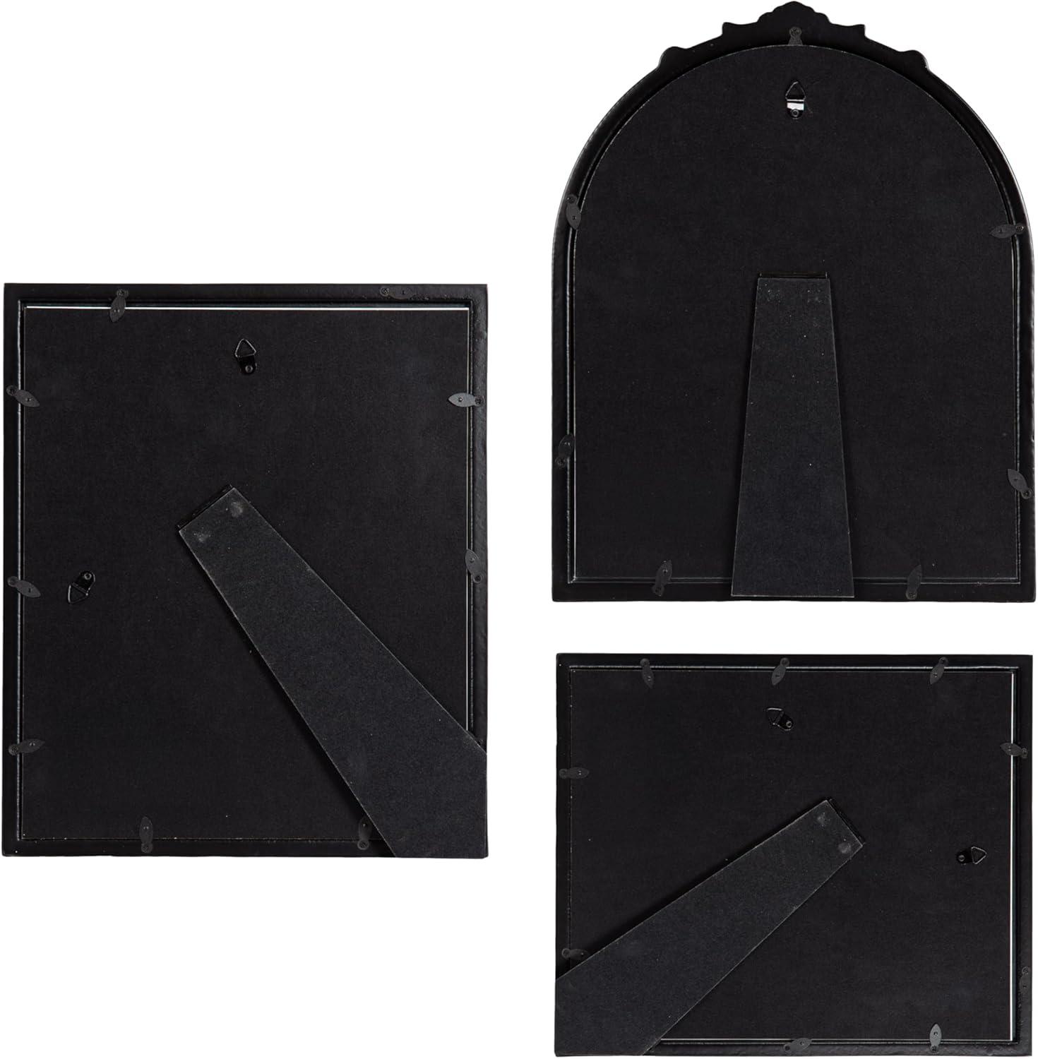 image:imageKate and Laurel Arendahl ThreePiece Picture Frame Set Silver Set of 3 Varying Sizes Vintage Rectangle and Arched Photo Frame Set for Use as Gallery Wall FramesBlack