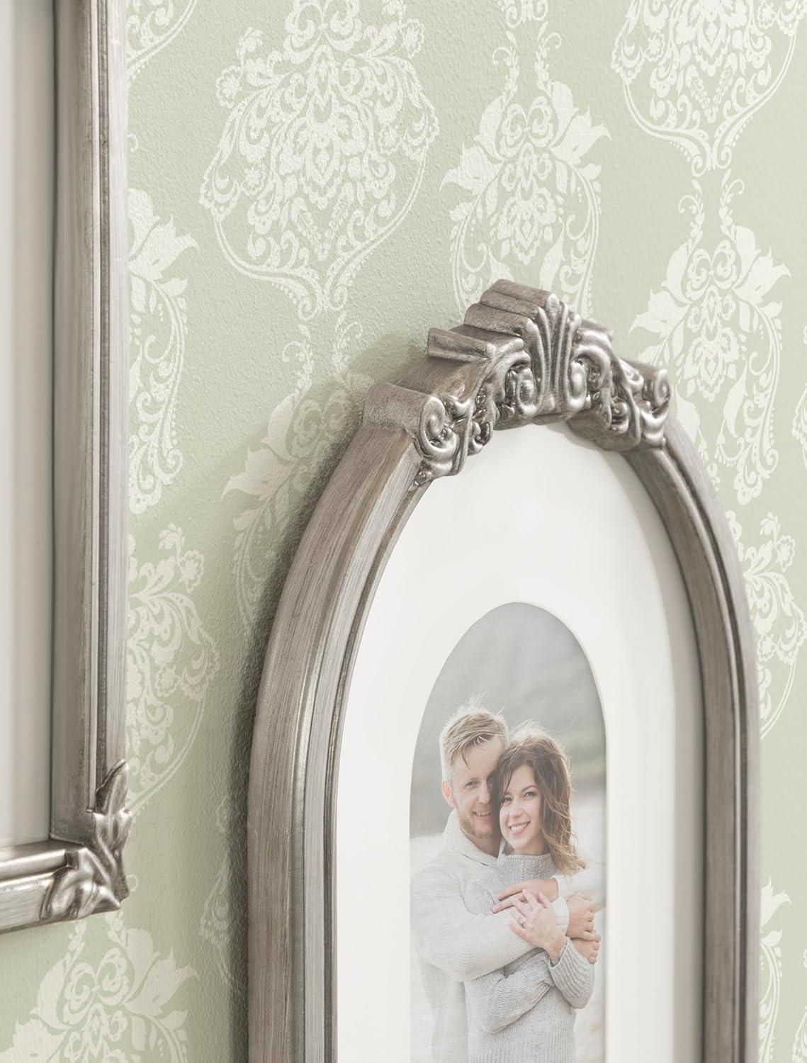 image:imageKate and Laurel Arendahl ThreePiece Picture Frame Set Silver Set of 3 Varying Sizes Vintage Rectangle and Arched Photo Frame Set for Use as Gallery Wall FramesSilver