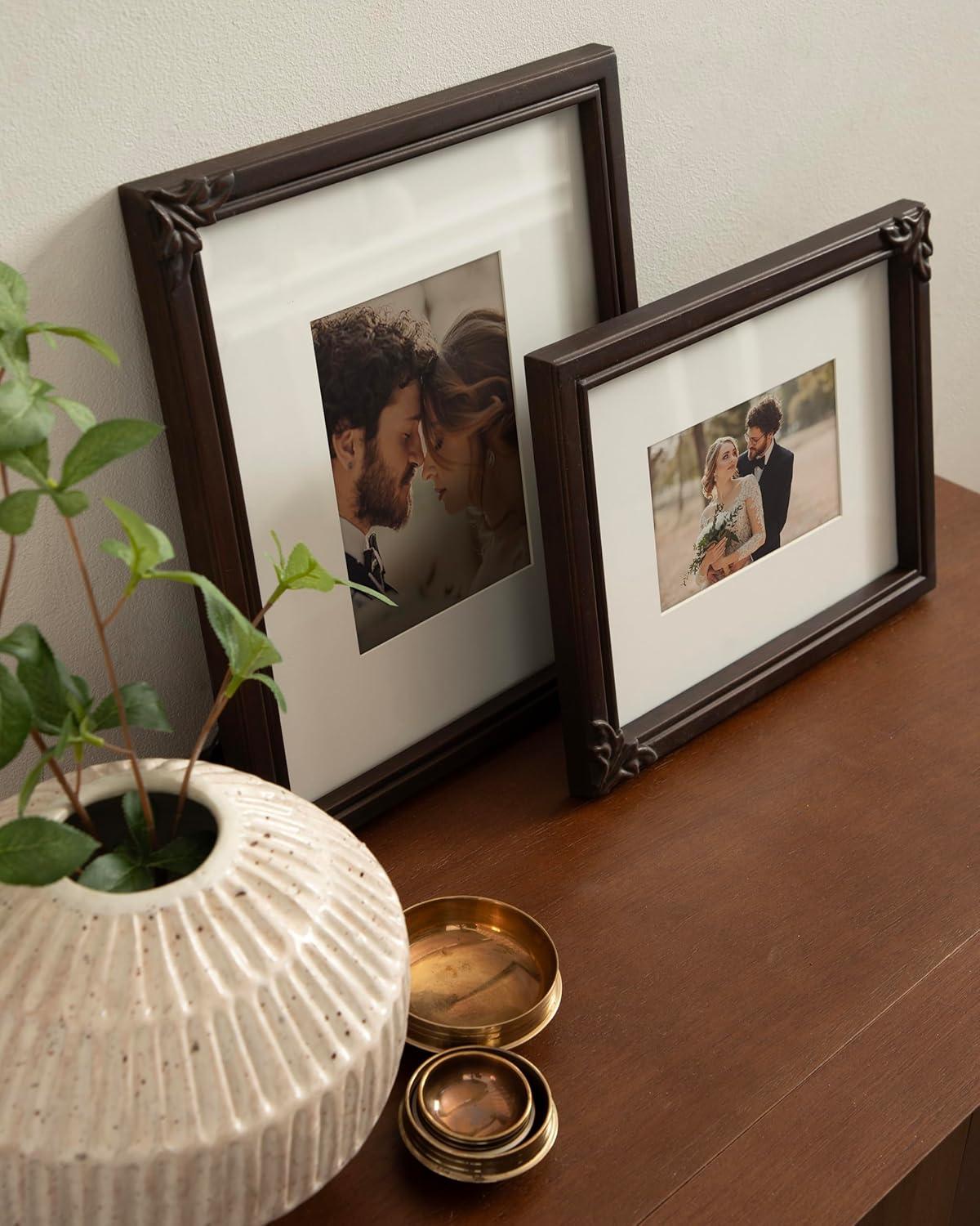 image:imageKate and Laurel Arendahl ThreePiece Picture Frame Set Silver Set of 3 Varying Sizes Vintage Rectangle and Arched Photo Frame Set for Use as Gallery Wall FramesDark Brown