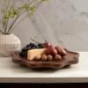 image:imageKate and Laurel Alezar Mango Wood Wavy Round Lazy Susan Tray 18 Inch Diameter Light Bleached Wood Scalloped Wooden Countertop Organizer with Turning Lazy Susan for Kitchen Storage or Ottoman TrayWalnut Brown