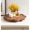 image:imageKate and Laurel Alezar Mango Wood Wavy Round Lazy Susan Tray 18 Inch Diameter Light Bleached Wood Scalloped Wooden Countertop Organizer with Turning Lazy Susan for Kitchen Storage or Ottoman TrayWalnut Brown