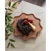 image:imageKate and Laurel Alezar Mango Wood Wavy Round Lazy Susan Tray 18 Inch Diameter Light Bleached Wood Scalloped Wooden Countertop Organizer with Turning Lazy Susan for Kitchen Storage or Ottoman TrayWalnut Brown