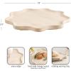 image:imageKate and Laurel Alezar Mango Wood Wavy Round Lazy Susan Tray 18 Inch Diameter Light Bleached Wood Scalloped Wooden Countertop Organizer with Turning Lazy Susan for Kitchen Storage or Ottoman TrayWhite