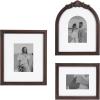 image:imageKate and Laurel Arendahl ThreePiece Picture Frame Set Silver Set of 3 Varying Sizes Vintage Rectangle and Arched Photo Frame Set for Use as Gallery Wall FramesDark Brown