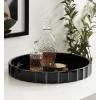 image:imageKate and Laurel Lissi Decorative Round Tray with Wavy Design 16 Inch Diameter Black Modern Scalloped Circle Serving for Coffee Table Ottoman Dining Table or Entryway CatchAllBlack