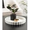 image:imageKate and Laurel Lissi Decorative Round Tray with Wavy Design 16 Inch Diameter Black Modern Scalloped Circle Serving for Coffee Table Ottoman Dining Table or Entryway CatchAllWhite