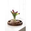 image:imageKate and Laurel Lissi Decorative Round Tray with Wavy Design 16 Inch Diameter Black Modern Scalloped Circle Serving for Coffee Table Ottoman Dining Table or Entryway CatchAllWalnut Brown