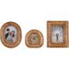 image:imageKate and Laurel Rahfy ThreePiece Picture Frame Set Dark Natural Rattan Set of 3 Varying Sizes Modern Boho Photo Frame Set for Tabletop Coastal Decor