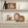 image:imageKate and Laurel Rahfy ThreePiece Picture Frame Set Dark Natural Rattan Set of 3 Varying Sizes Modern Boho Photo Frame Set for Tabletop Coastal Decor