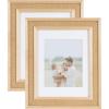 image:imageKate and Laurel Corah Modern Square Faux Rattan Picture Frame Set of 2 14 x 14 matted to 8 x 8 Natural Boho TwoPiece Glass Photo Frame Set for Gallery Wall Design in Living Room Wall Decor11x14 matted to 8x10