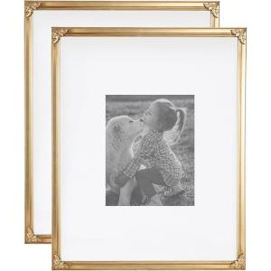 image:imageKate and Laurel Arendahl Antique Picture Frame Set of 2 16 x 20 matted to 8 x 10 Antique Gold Vintage TwoPiece Rectangle Frame Set for Gallery Wall Decor for Living Room